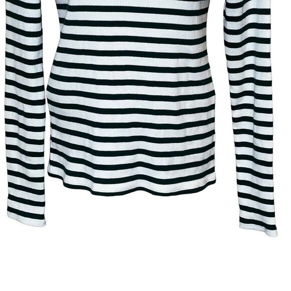 J. Crew Green/White/Navy Long Sleeve Striped Ribbed Top/Sweater - Medium - Picture 6 of 13